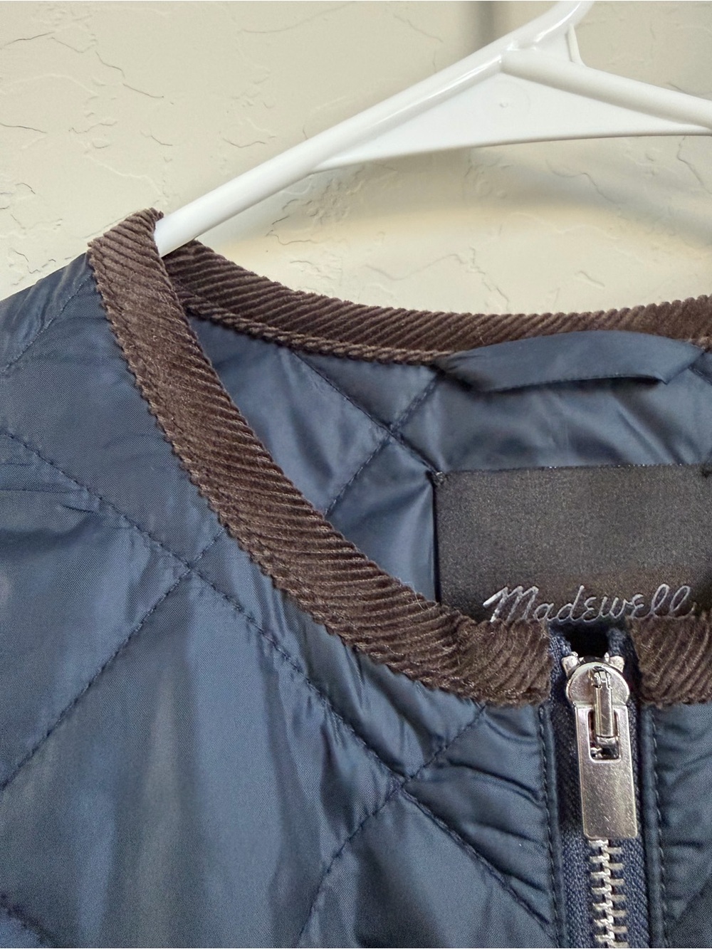 Madewell Quilted Jacket Navy Corduroy Trim Lightweight Puffer NW769 Mens Small - Picture 4 of 9